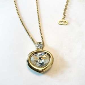 Christian Dior Gold Crystal Pendant Necklace